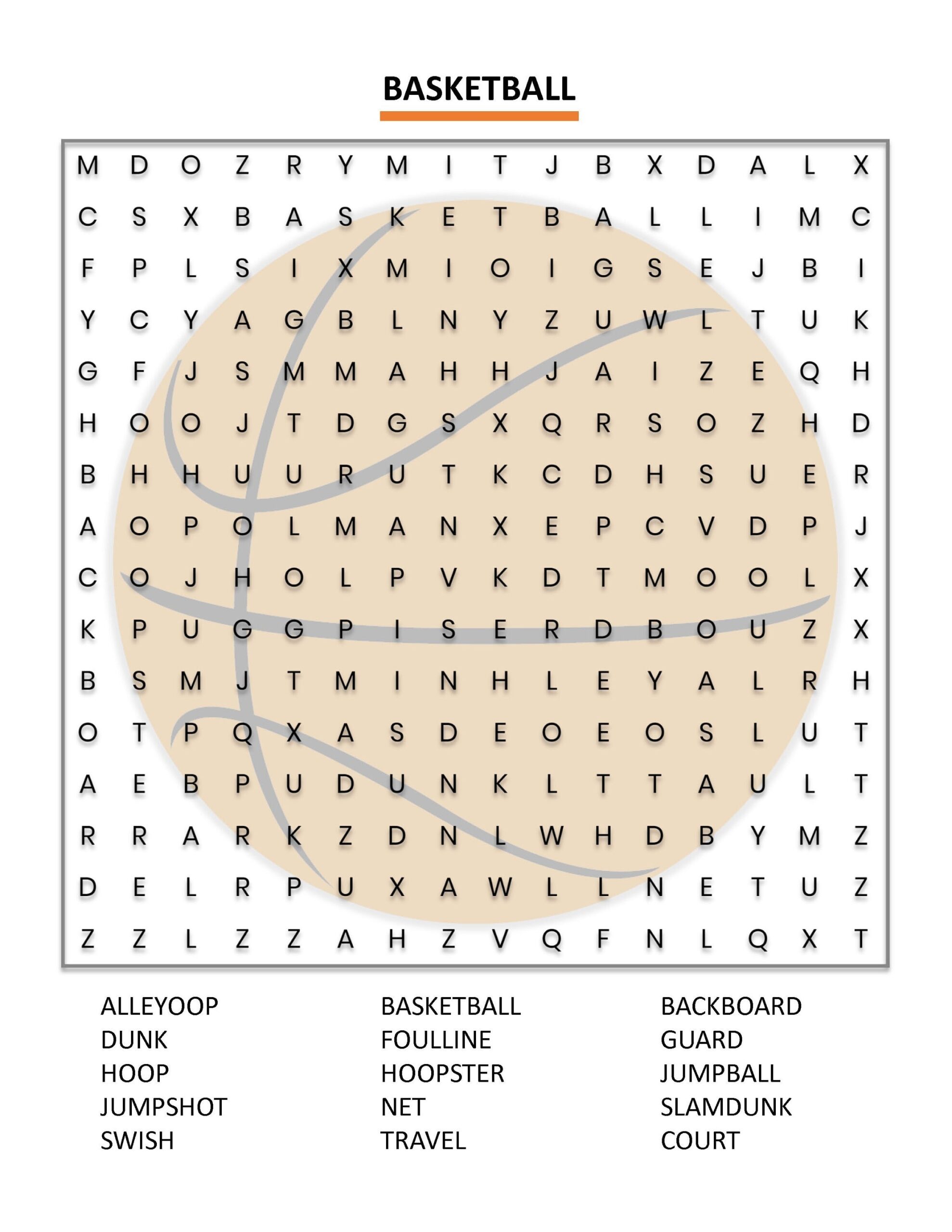 Basketball Word Search Puzzle Wall Art Etsy
