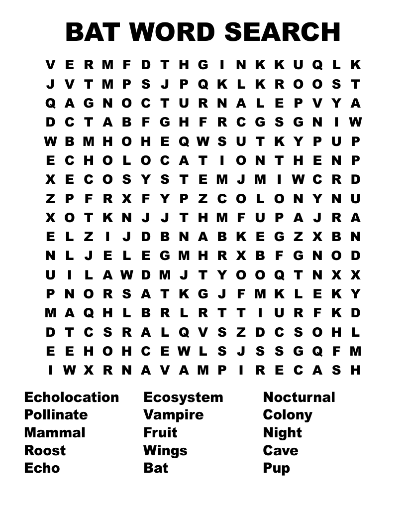 BAT WORD SEARCH WordMint