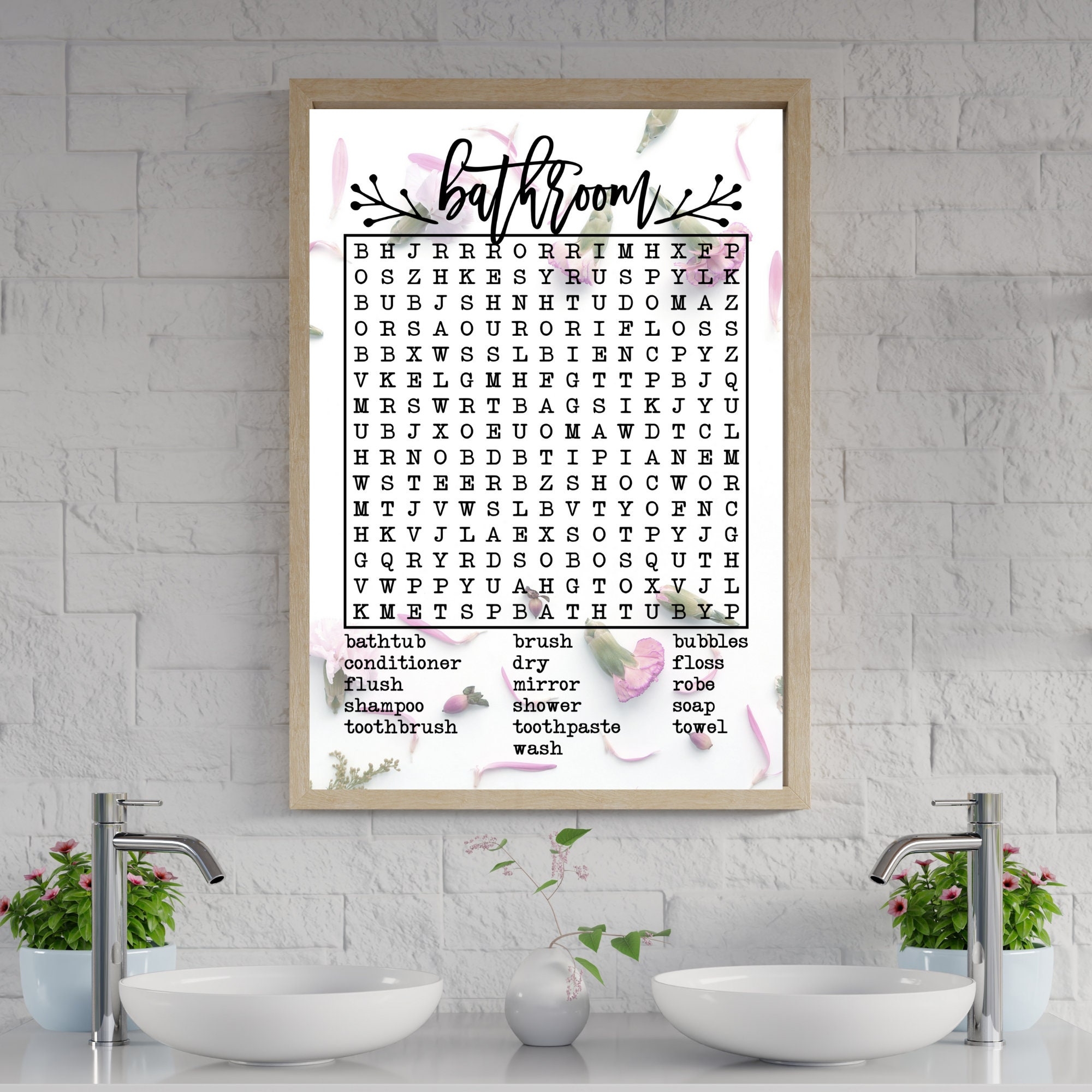 Bathroom Word Search Printable Art