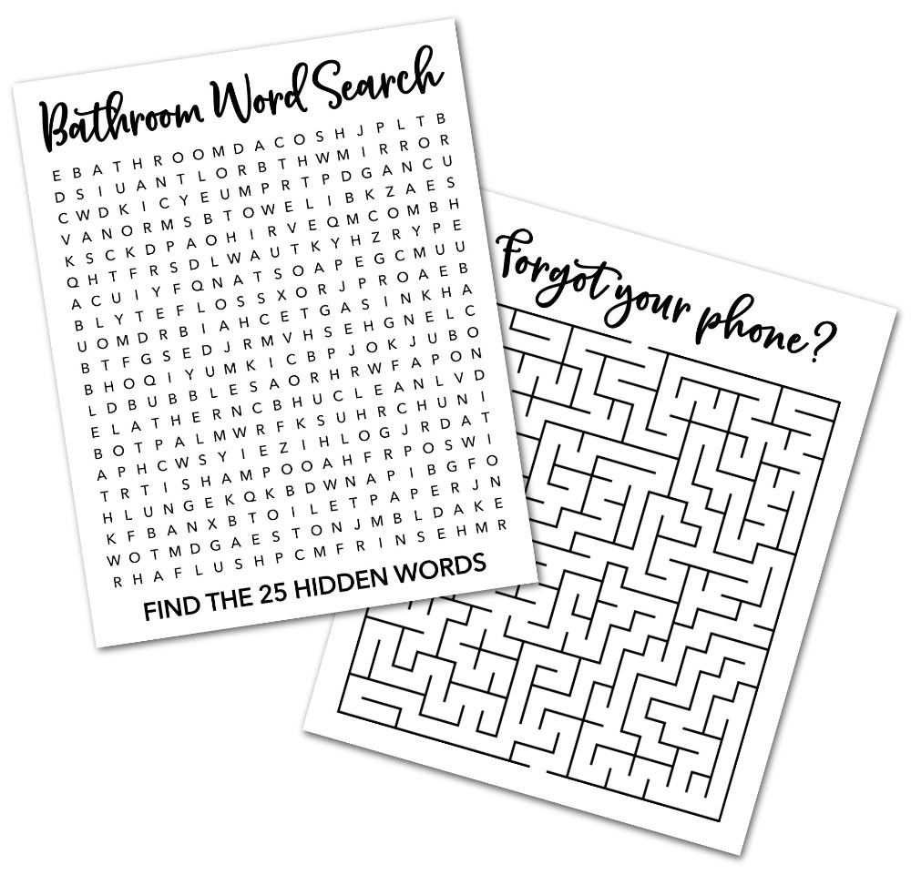 Printable Bathroom Word Search Svg Free
