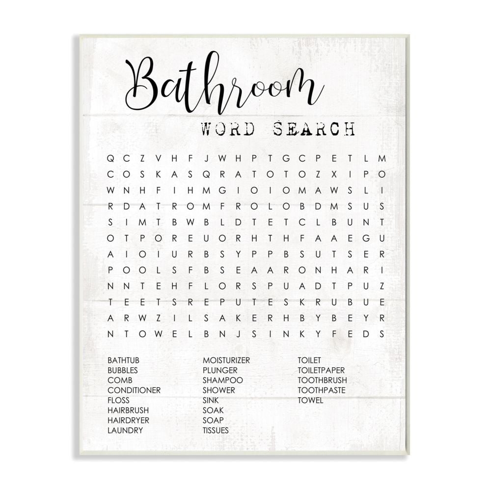 Bathroom Word Search Fun Family Word Design Oversized Wall Plaque Art By Daphne Polselli