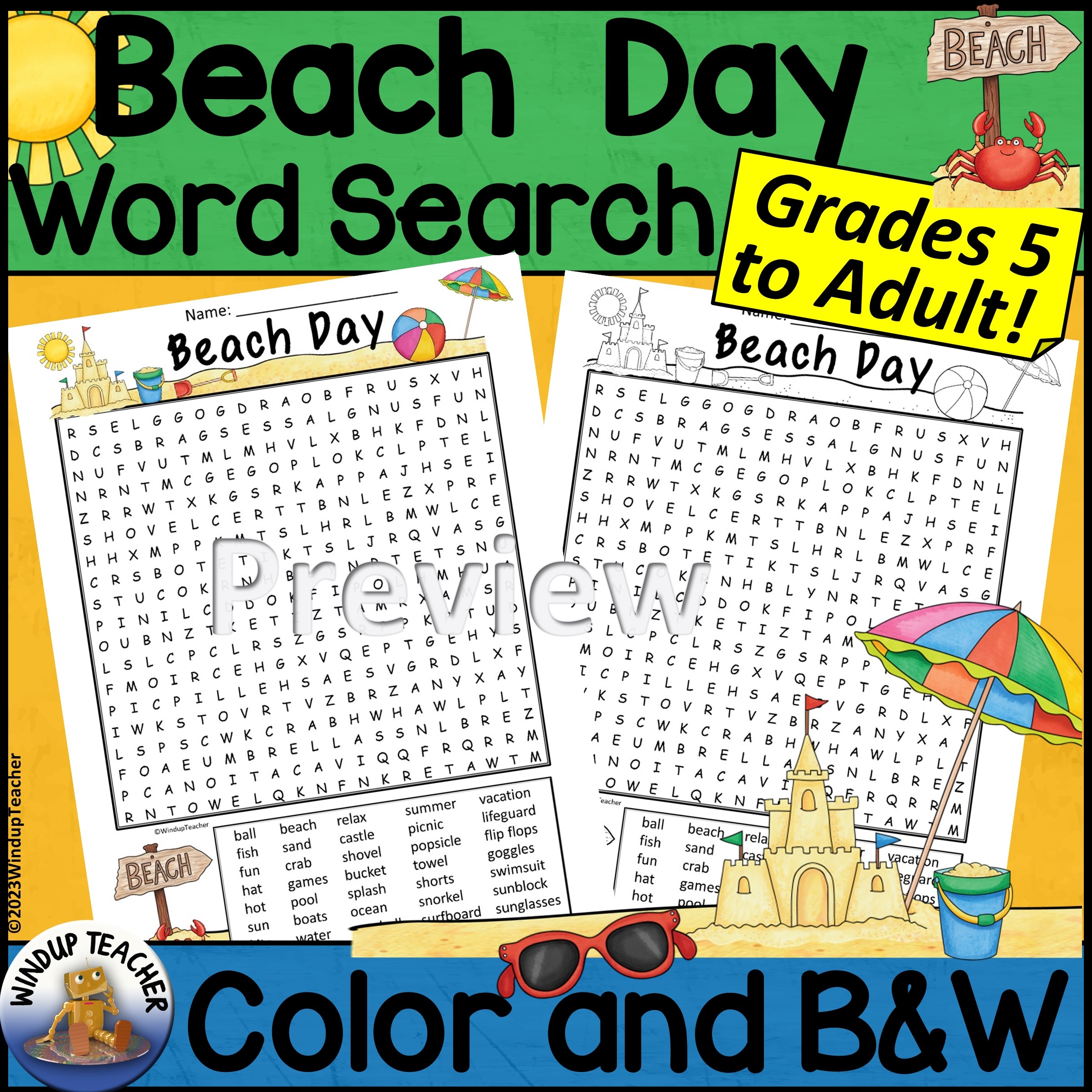 Free Printable Hard Word Search Beach