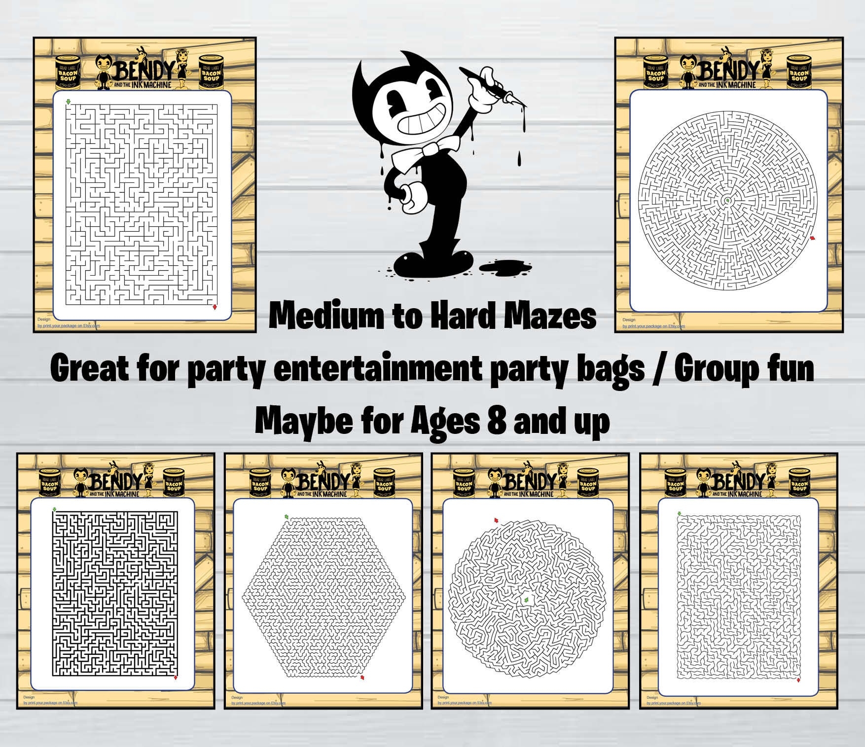 Bendy And The Ink Machine 20 Mazes Word Search And Drawing Image Challenge Etsy New Zealand