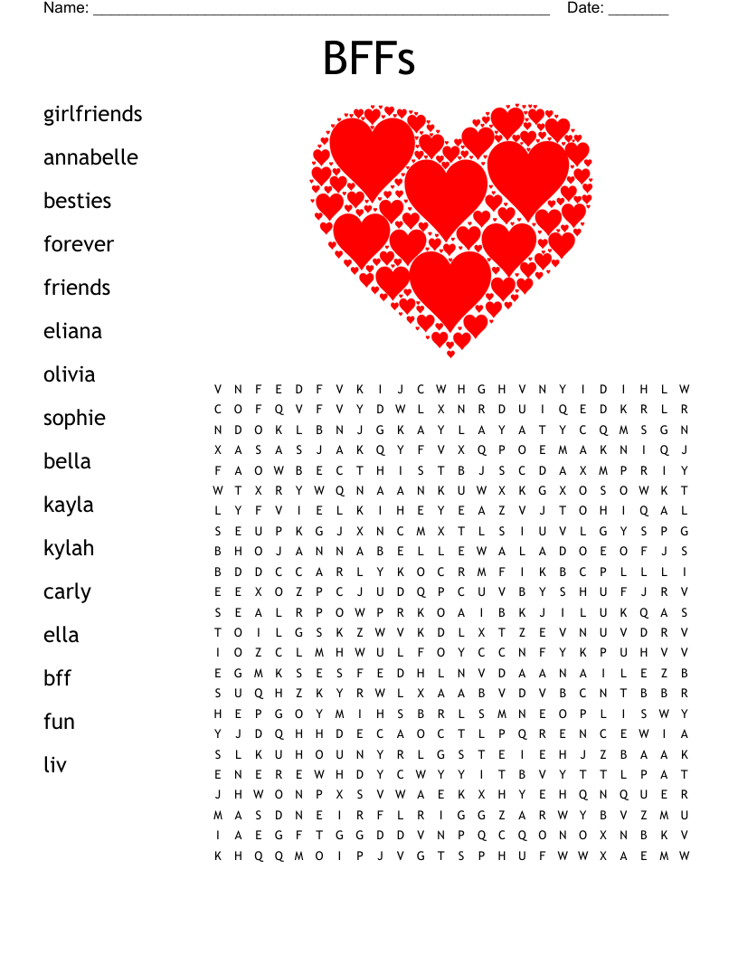 Best Friends Forever Word Search WordMint