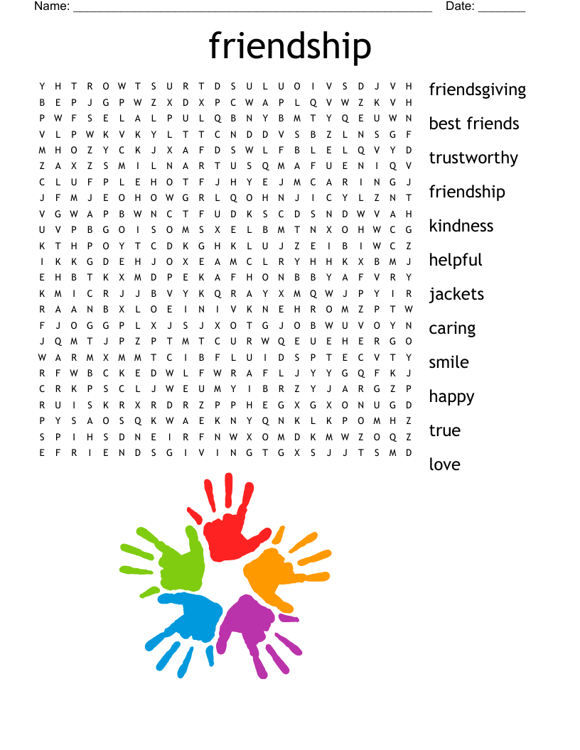 Friends Forever Word Search Printable