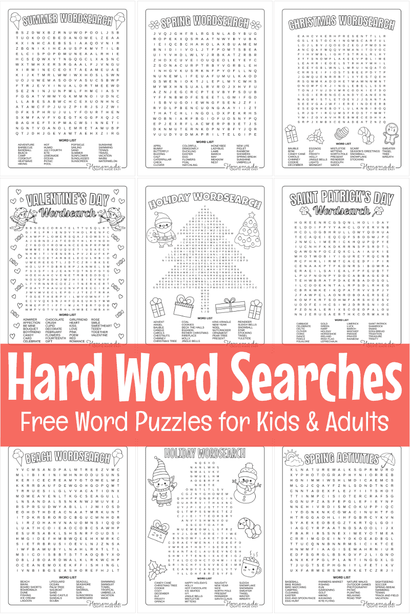 Difficult Pdf Word Search Printable