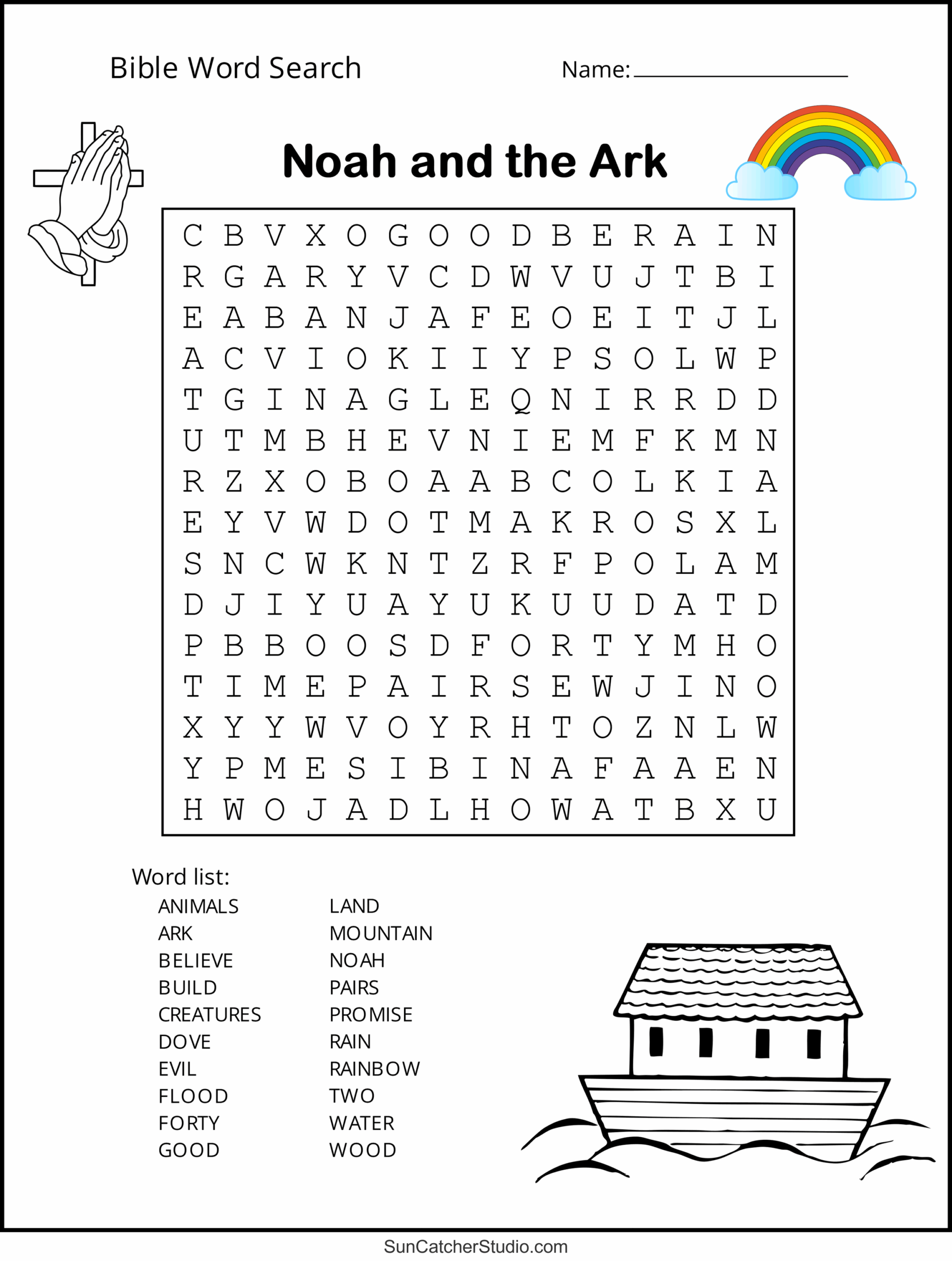 Free Printable Sunday School Word Search