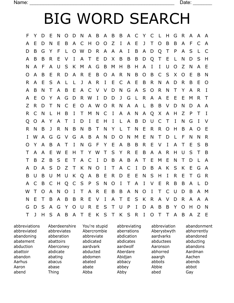 BIG WORD SEARCH WordMint