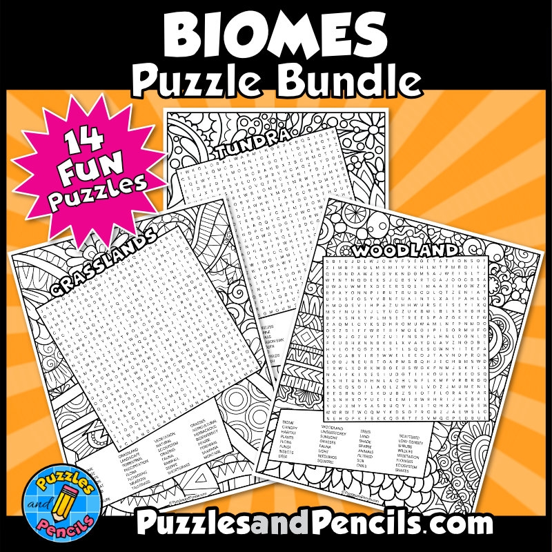 Biomes Word Search Puzzle BUNDLE 14 Wordsearch Puzzles Made By 