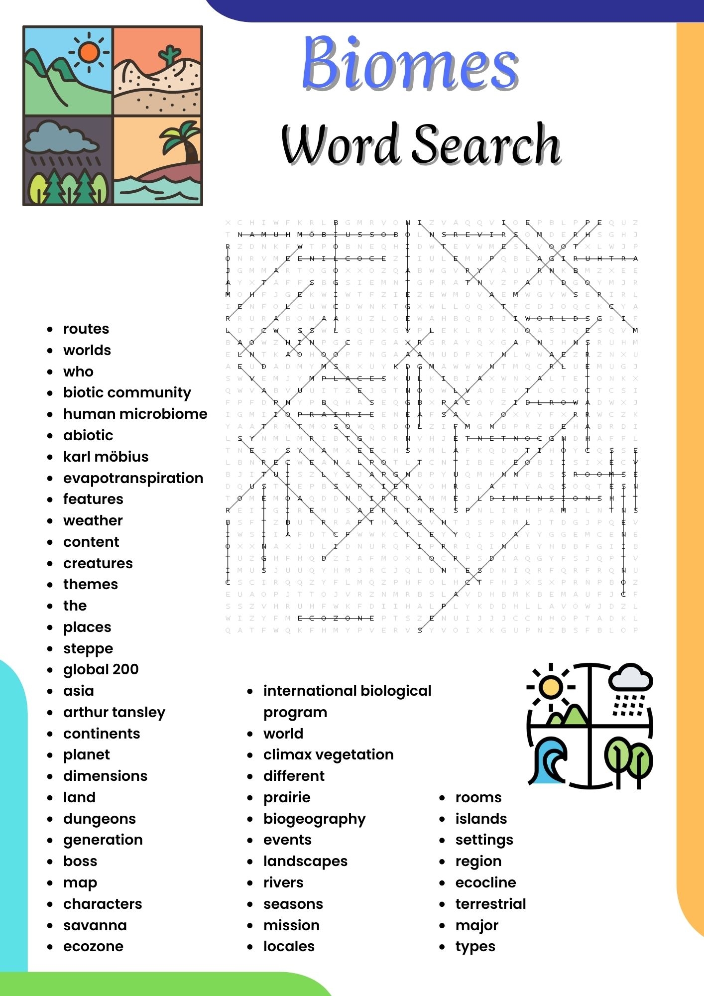 Biomes Word Search Printable