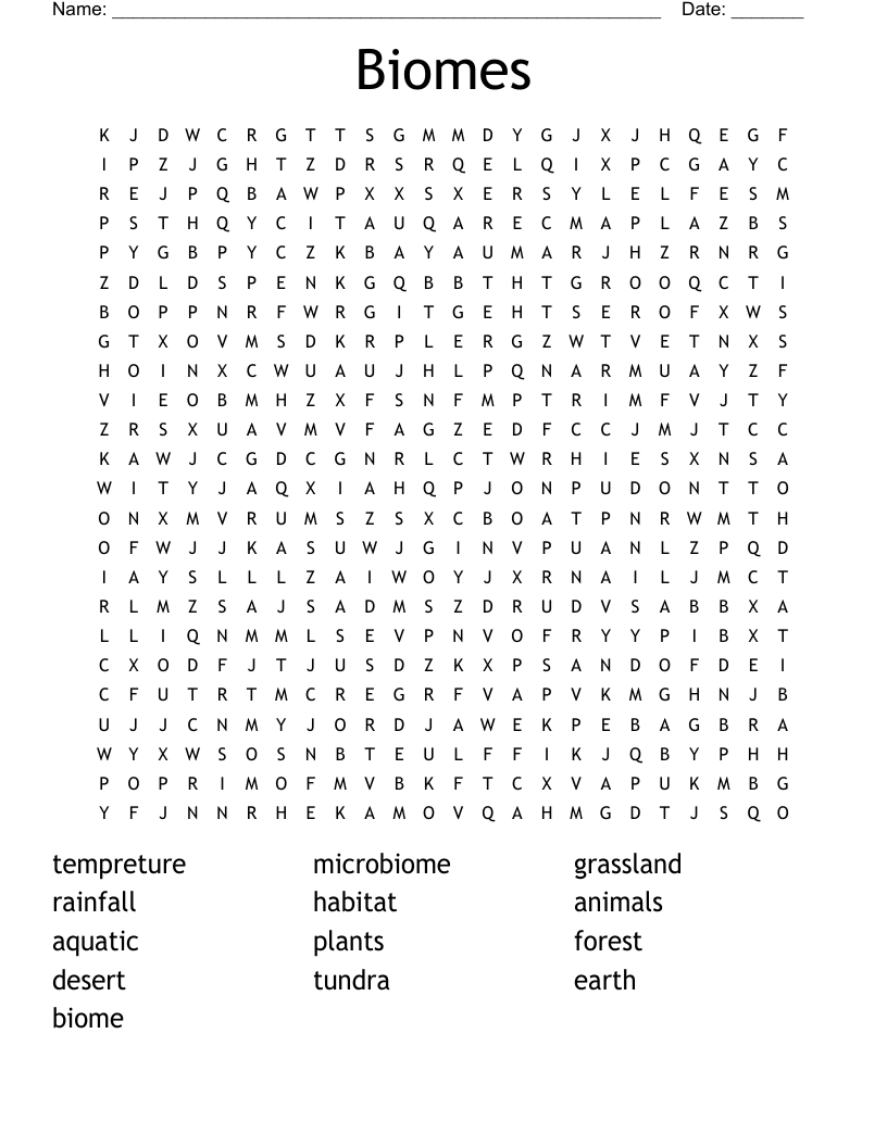 Biomes Word Search WordMint