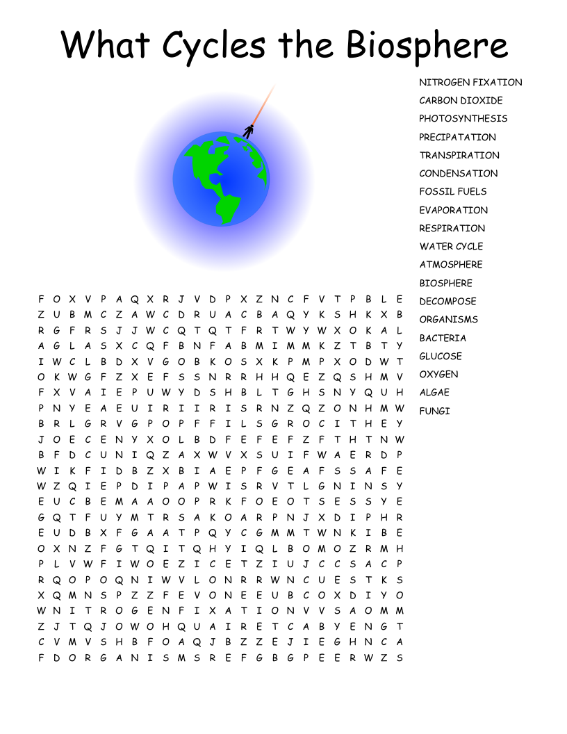 Biosphere Word Search WordMint