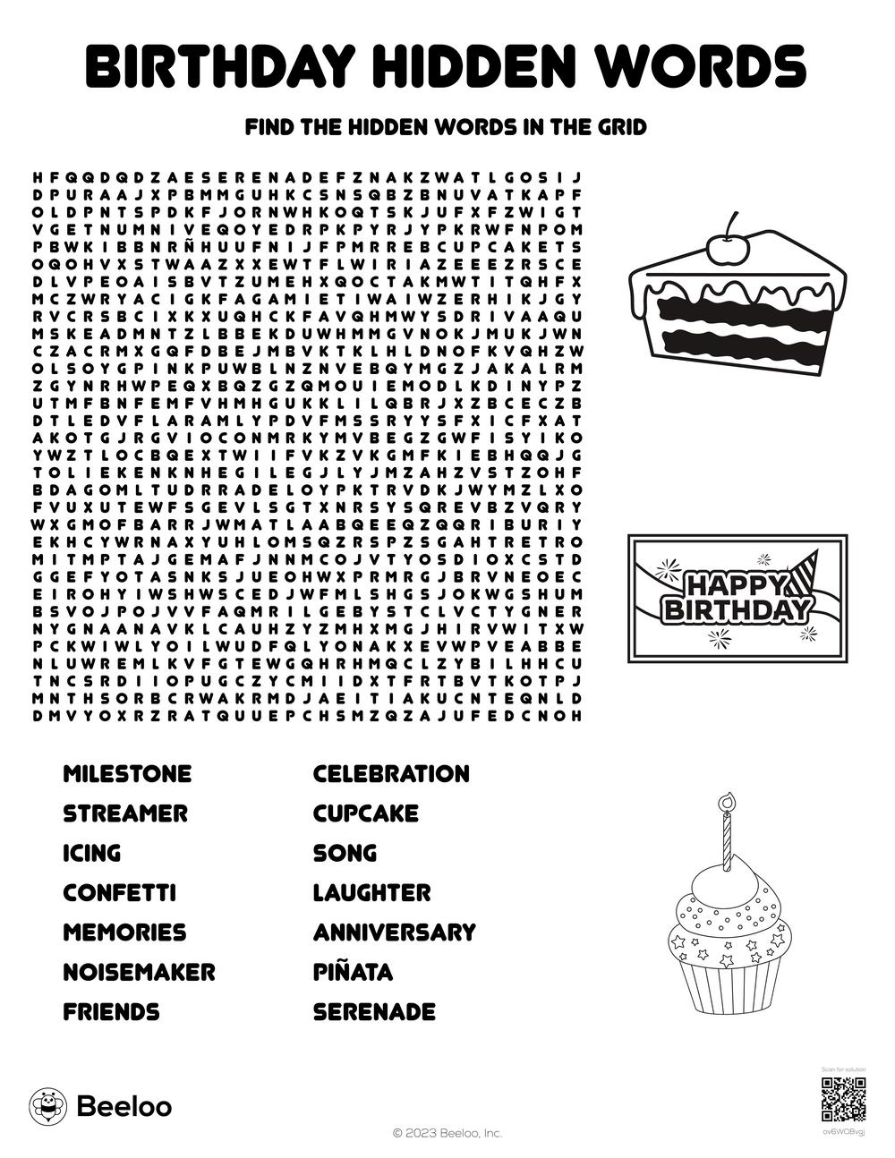 Free Birthday Word Search Printable
