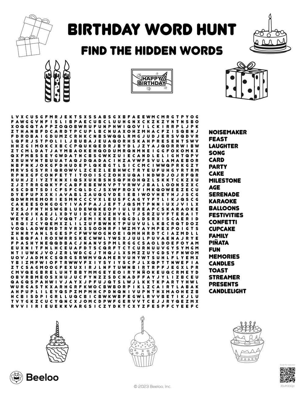 Birthday themed Word Searches Beeloo Printable Crafts And 