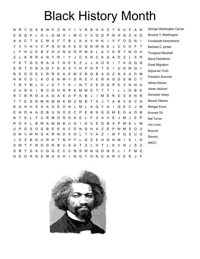 Black History Month Word Search WordMint