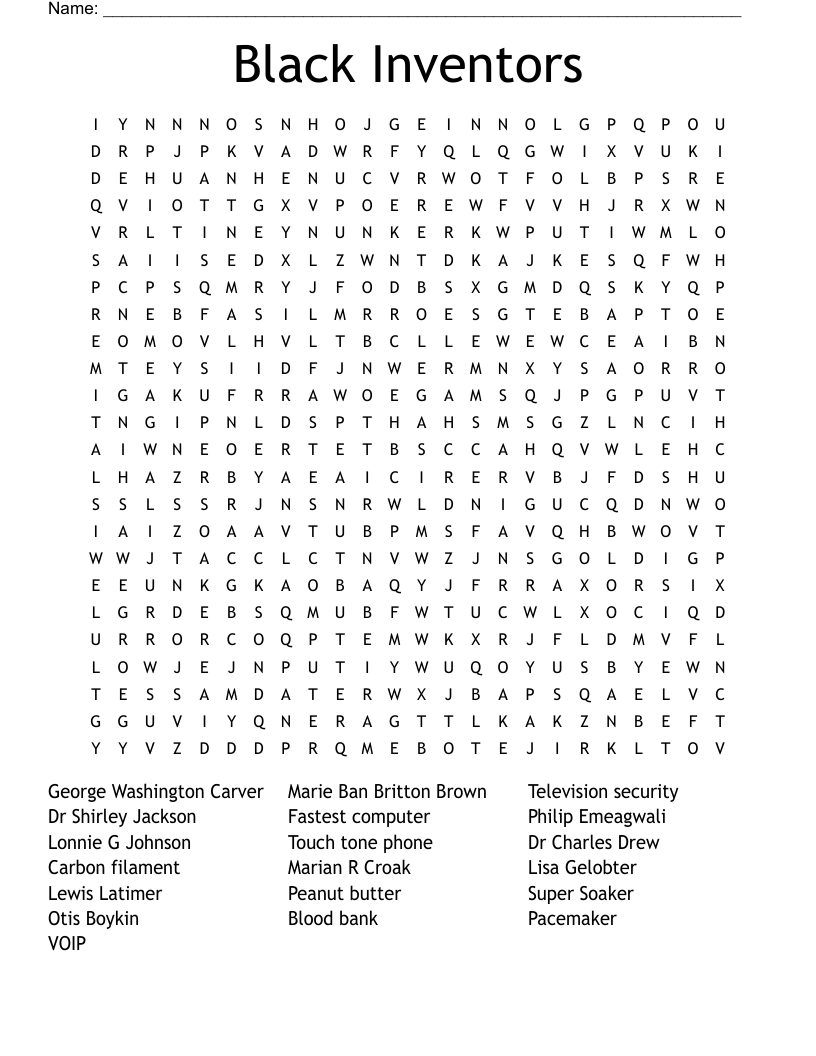 Black Inventors Word Search WordMint Black Inventors Word Search WordMint