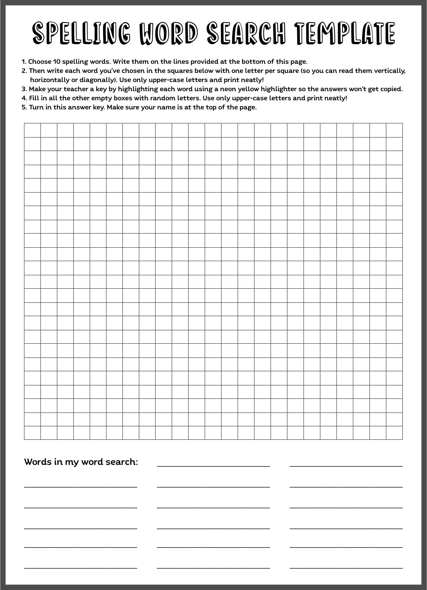 Blank Word Search Puzzles 16 Free PDF Printables Printablee