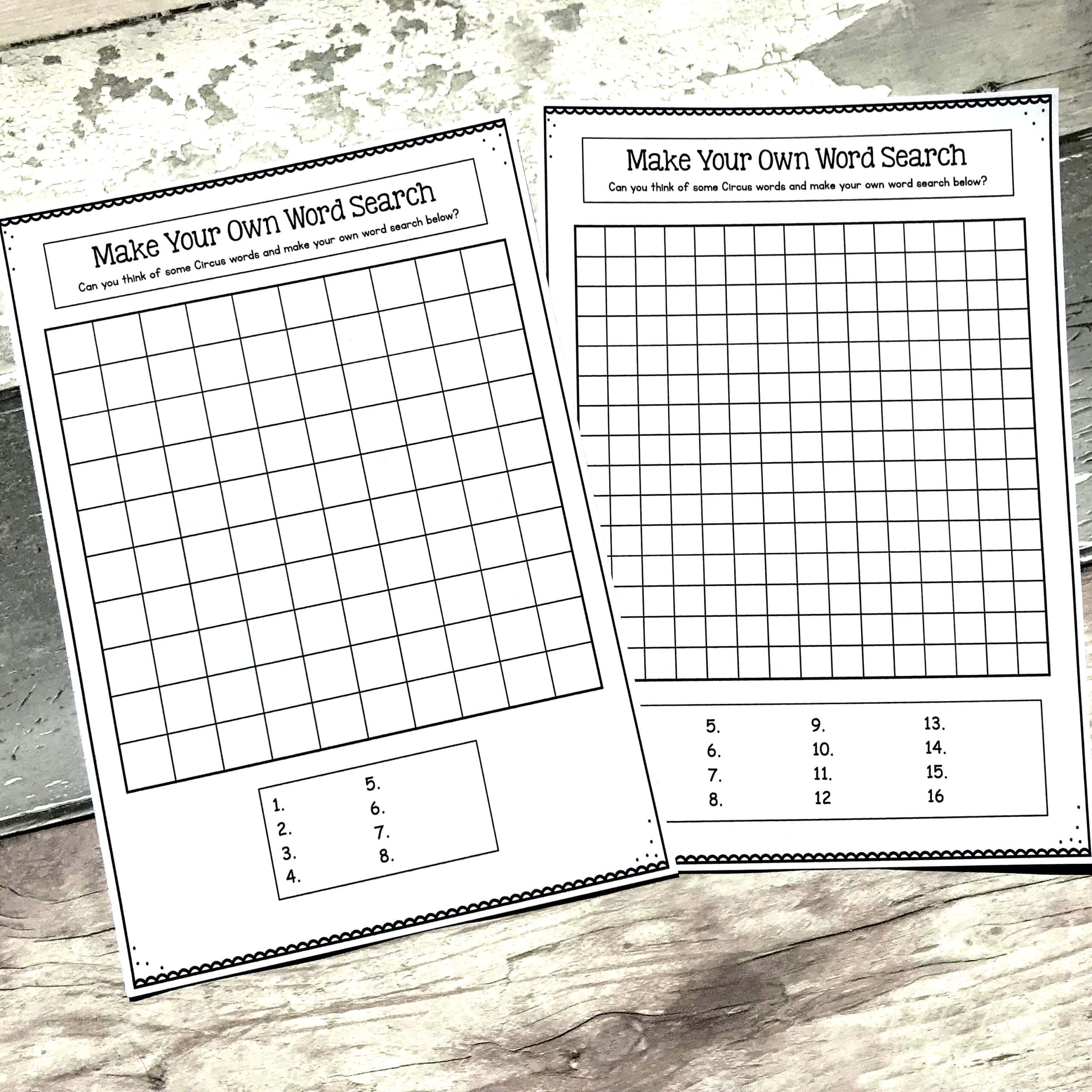 Blank Word Search Template Printable