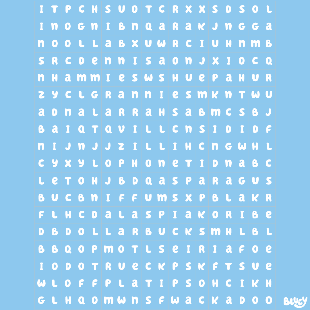 Bluey Word Search 1 Bluey Official Website