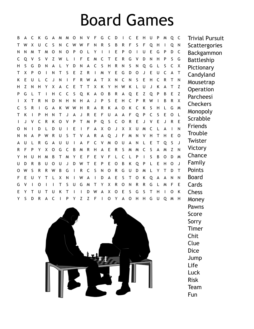 Board Games Word Search Brainzilla Worksheets Library