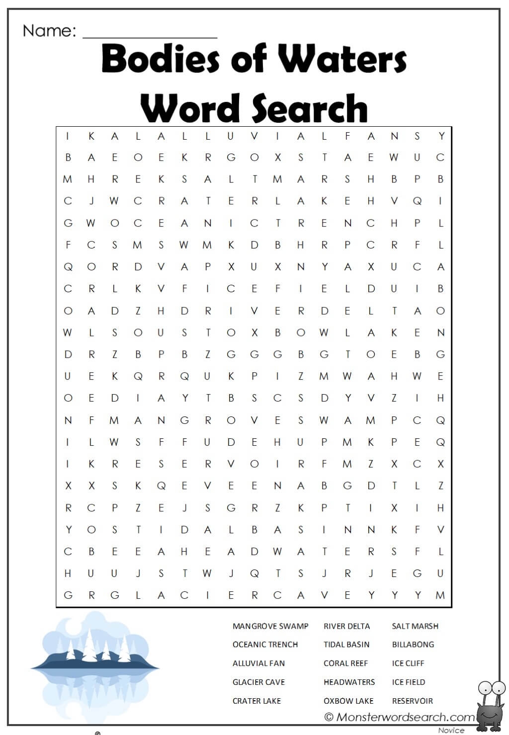 Bodies Of Waters Word Search Monster Word Search Bodies Of Waters Word Search Monster Word Search