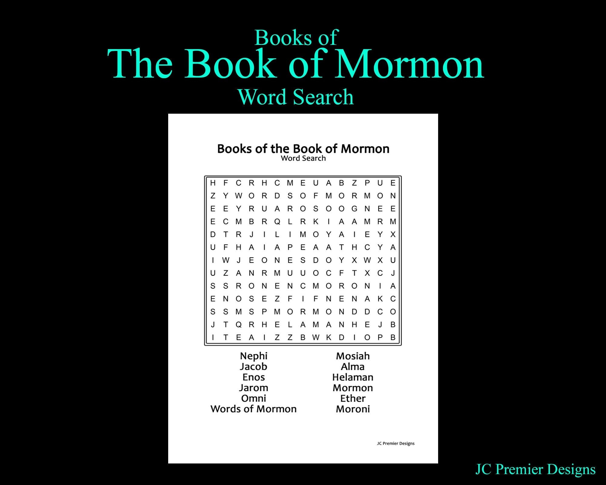 Book Of Mormon Word Search Puzzle Game For Primary Children General Conference Etsy