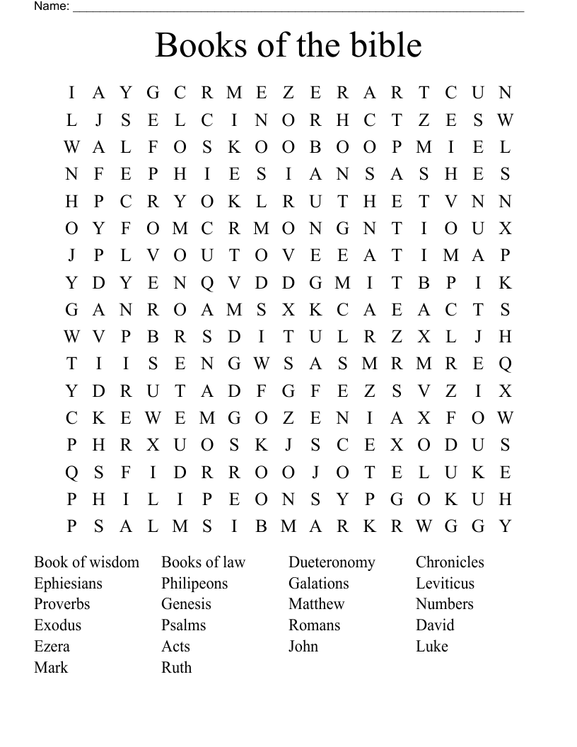 Books Of The Bible Word Search WordMint