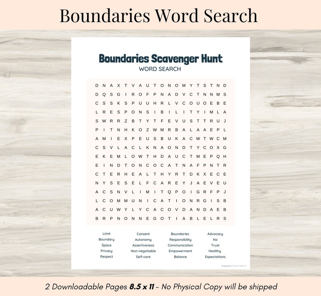 Boundaries Word Search Printable