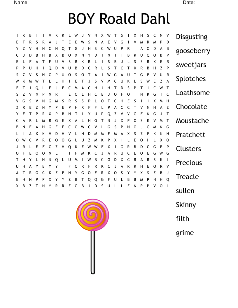 Roald Dahl Word Search Printable