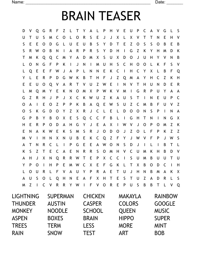 BRAIN TEASER Word Search WordMint