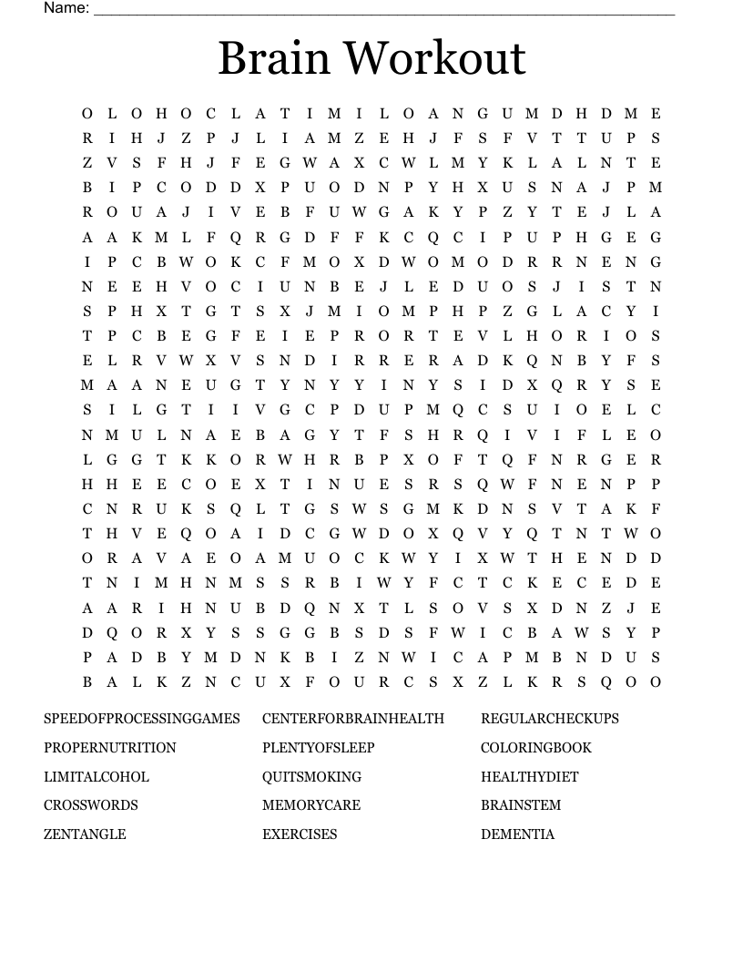 Brain Workout Word Search WordMint