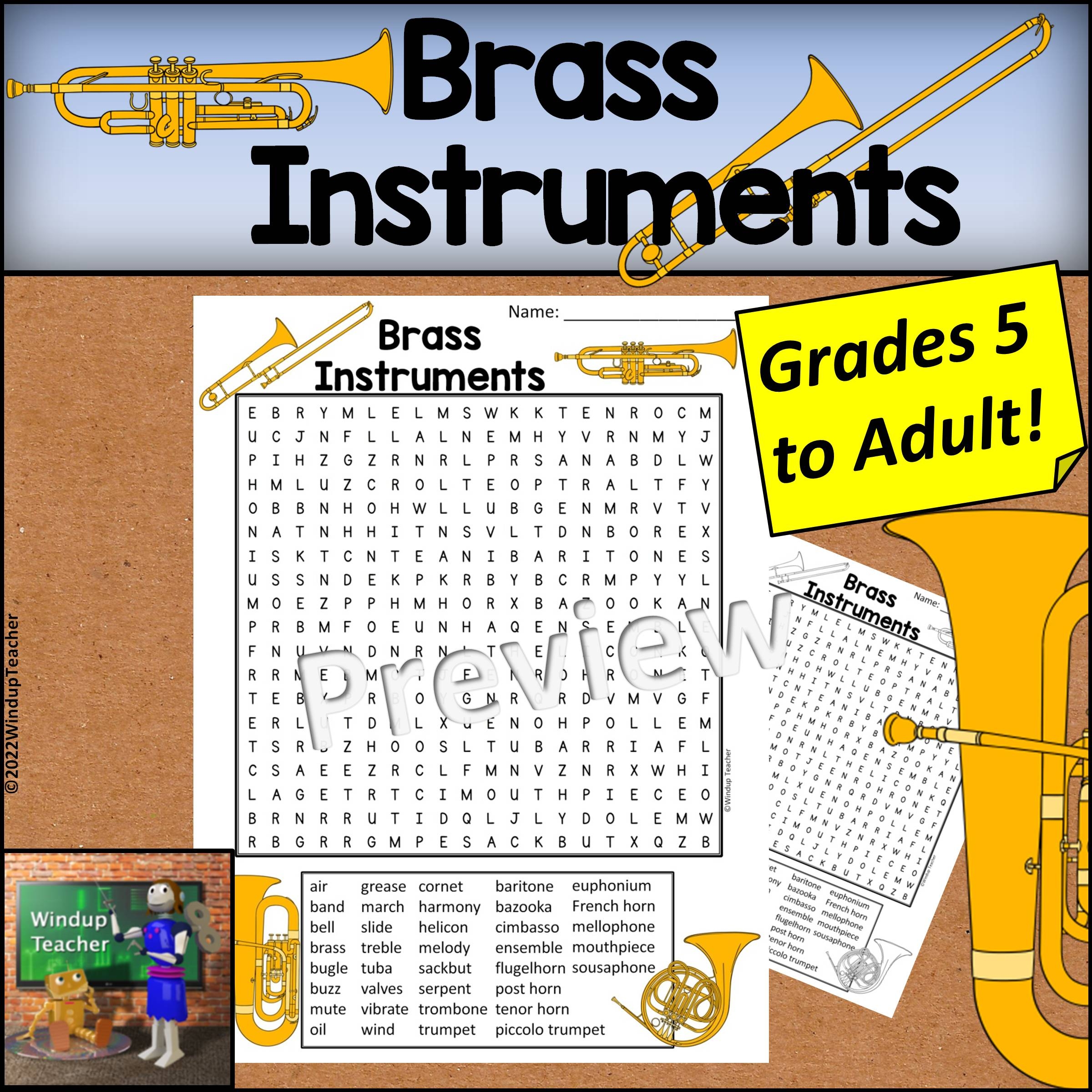 Instruments Word Search Printable