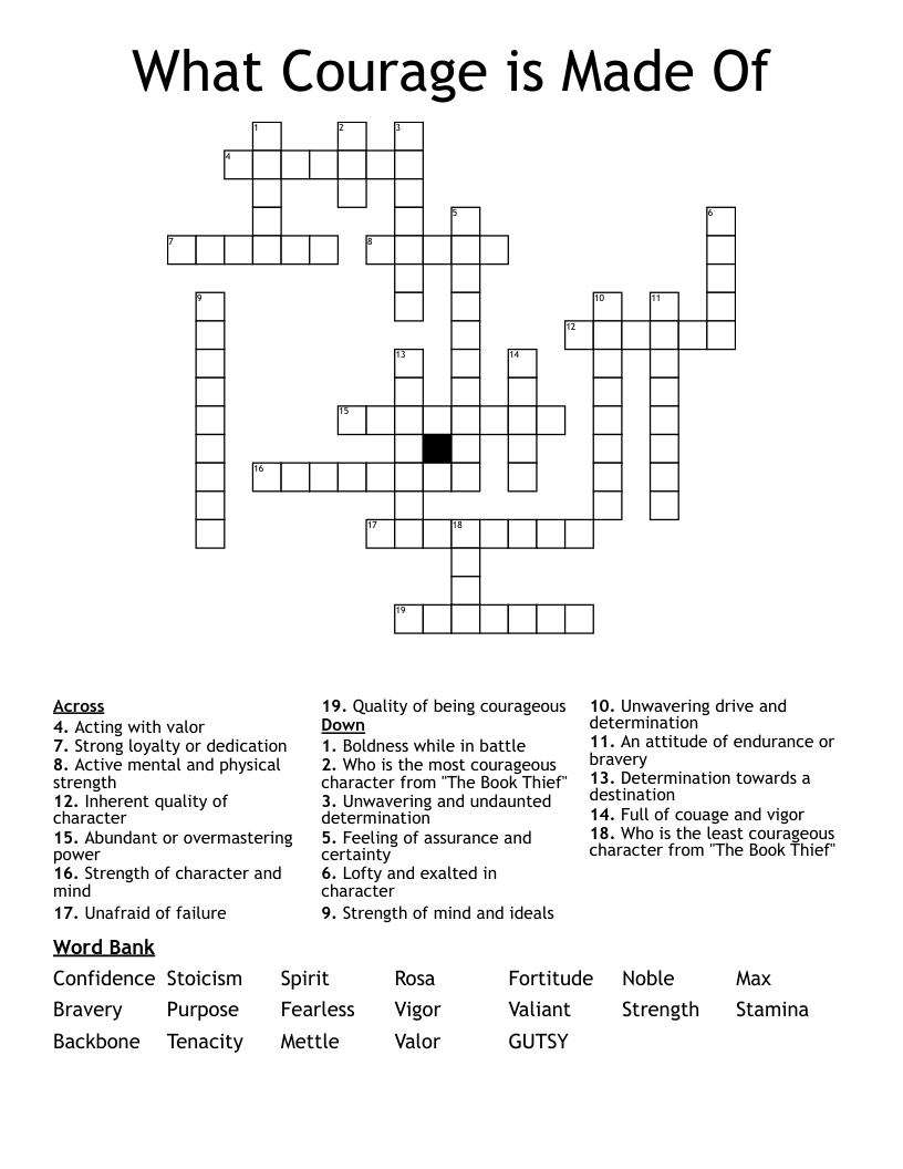 Courage Word Searches Free Printable