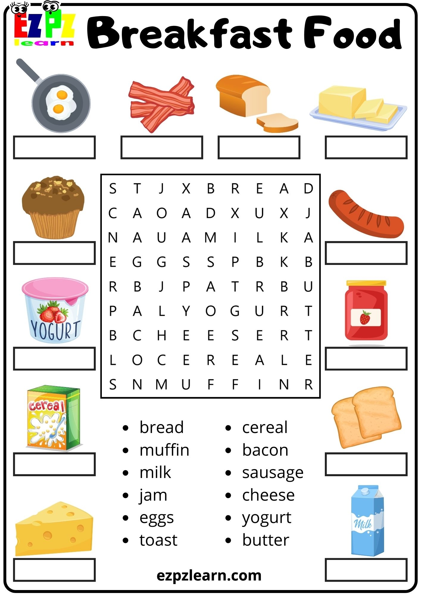 Breakfast Food Vocabulary Word Search And Match The Words Activity Breakfast Food Vocabulary Word Search And Match The Words Activity