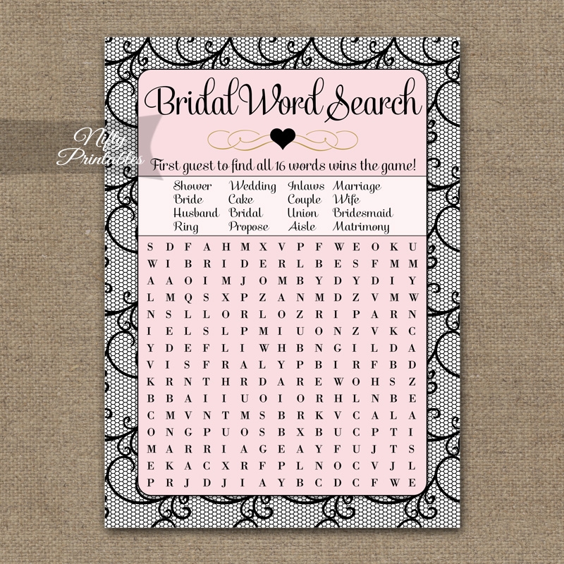Printable Word Search Bridal Shower Game