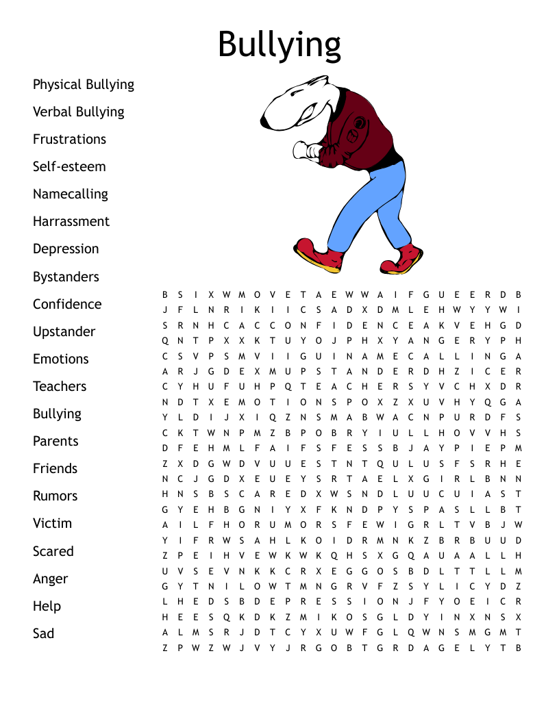 Bullying Word Search WordMint