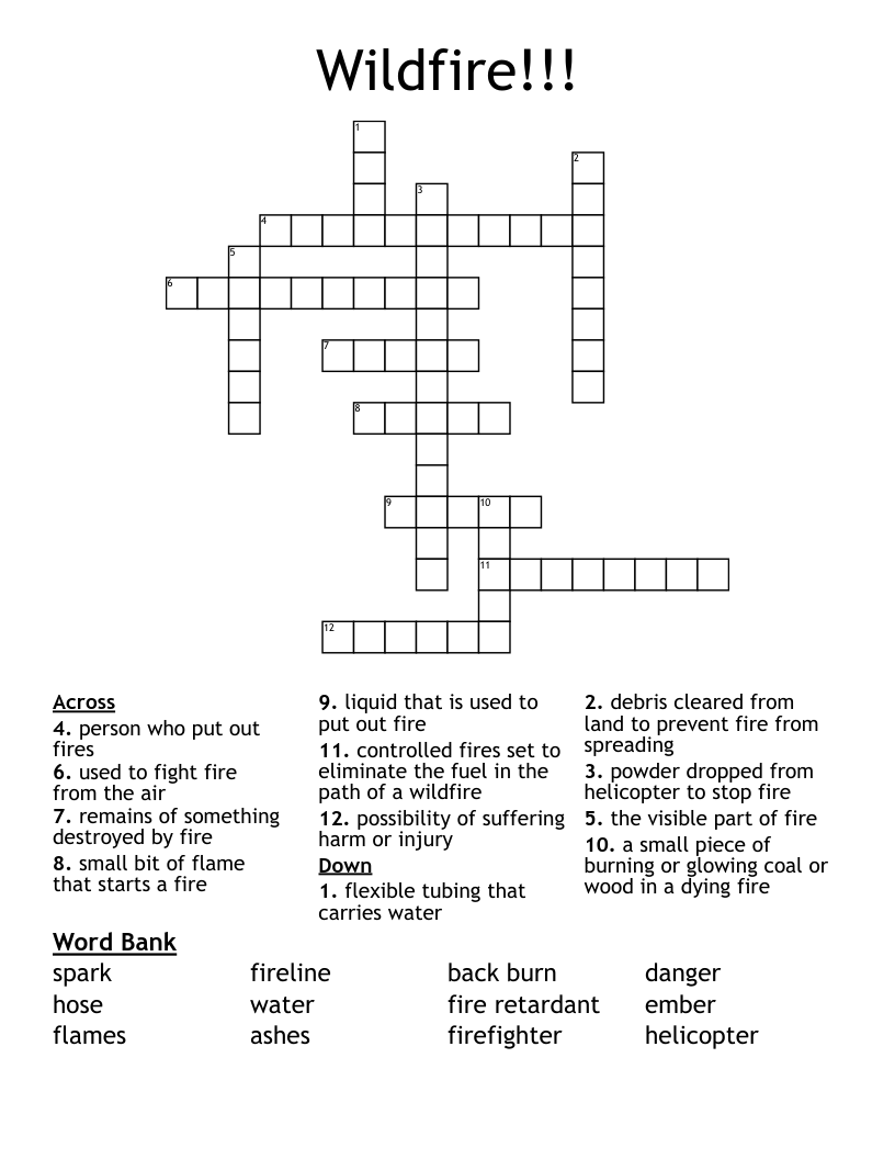 BUSHFIRE Word Search WordMint