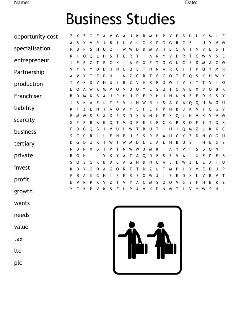 Business Studies Word Search WordMint