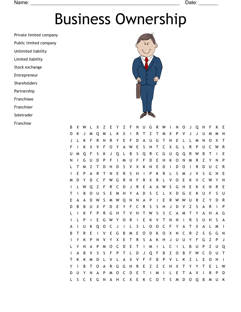 Business Studies Word Search WordMint
