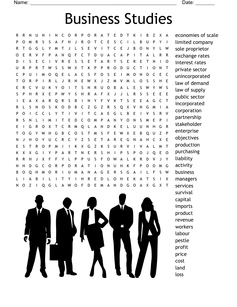 Business Studies Word Search WordMint