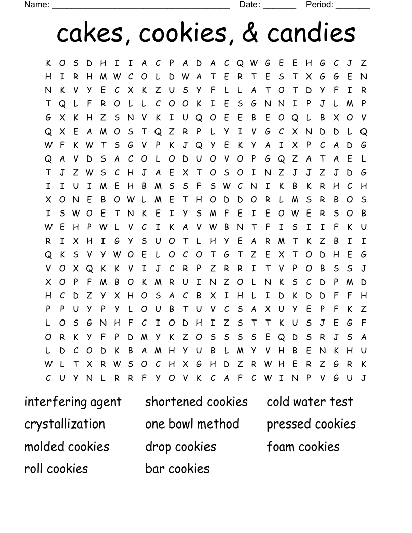 Cakes Cookies U0026 Candies Word Search WordMint Cakes Cookies U0026 Candies Word Search WordMint