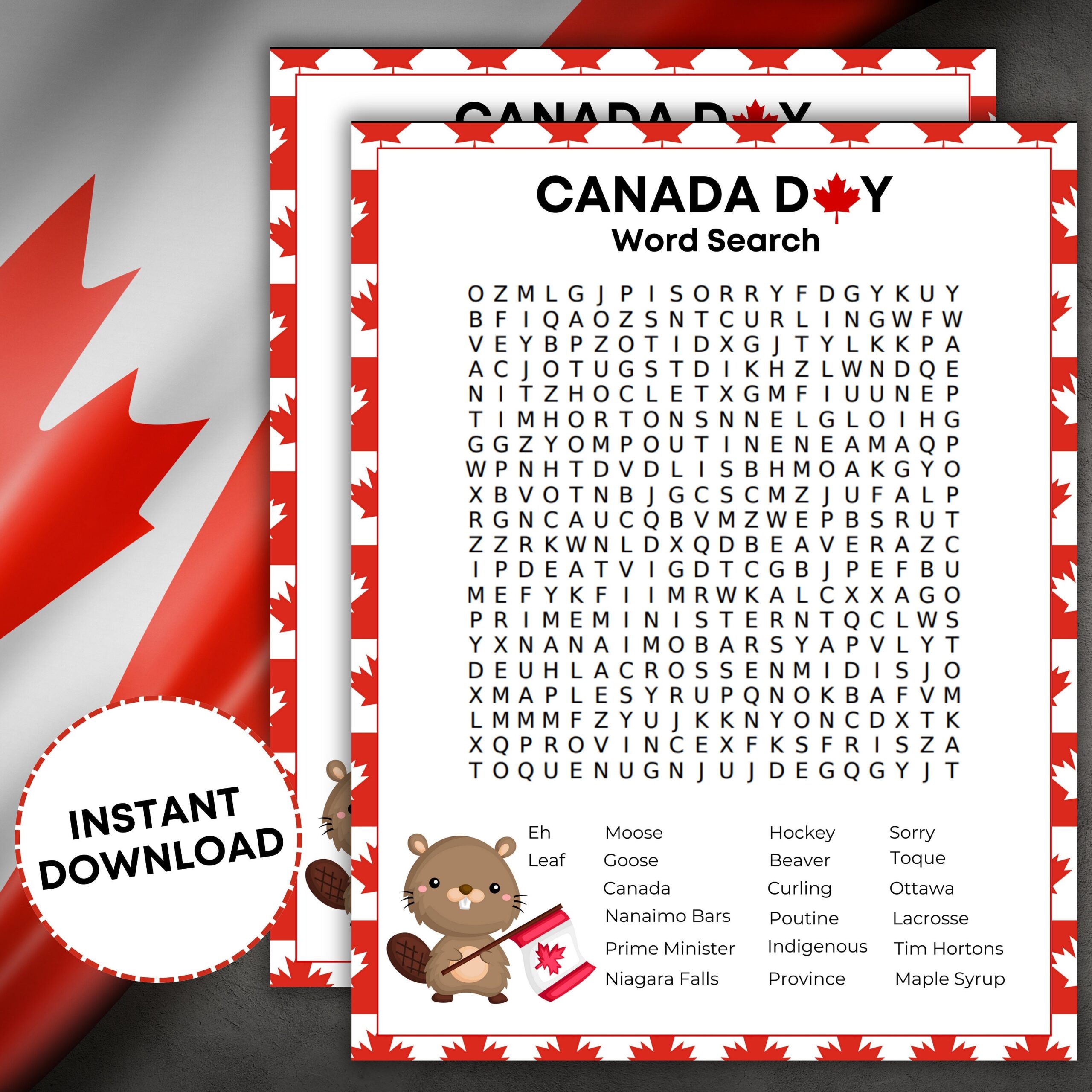 Canada Day Word Search Kids Printable Game Word Search Printable Canada Day Game Word Puzzle Teacher Printable Canada Day Activity Etsy