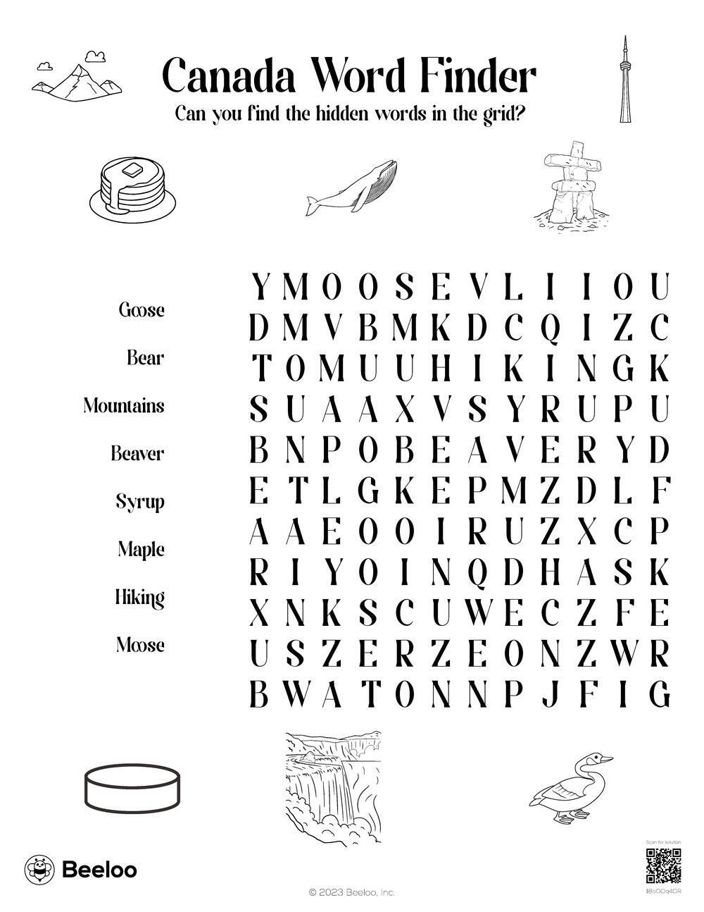 Canada themed Word Searches Beeloo Printable Crafts And