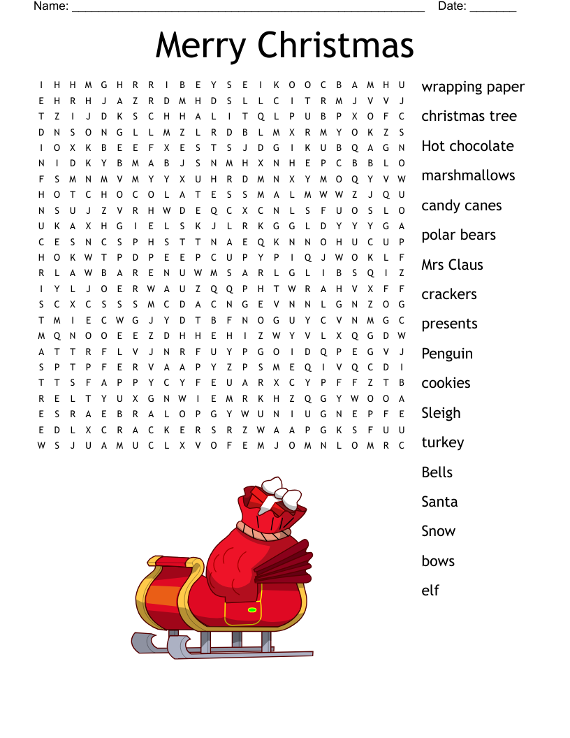 Candy Canes Word Search WordMint