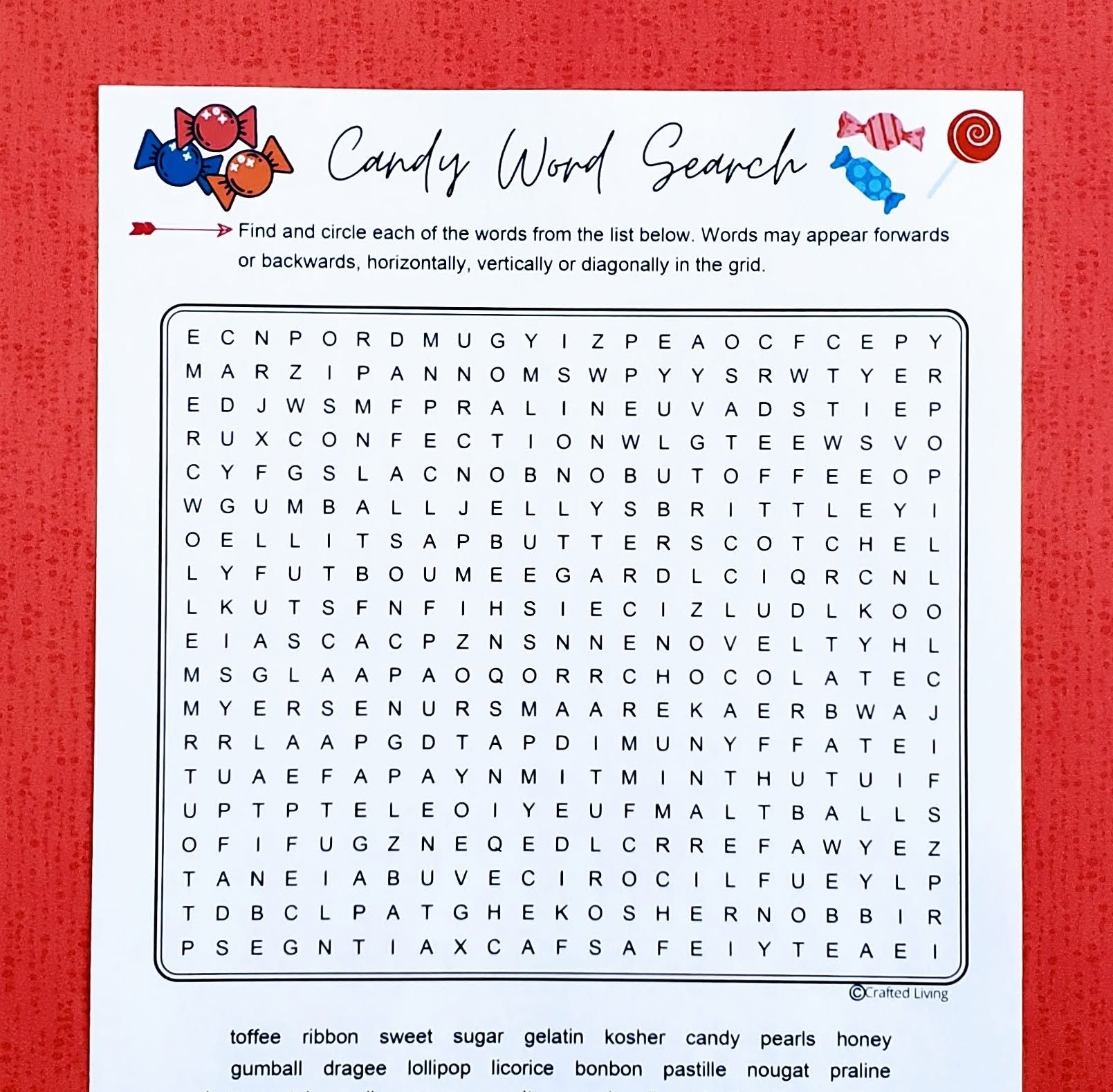 Candy Printable Word Search Food Word Puzzle Party Game Brain Teaser Game Classroom Home School Family Activity Vocabulary Game Etsy