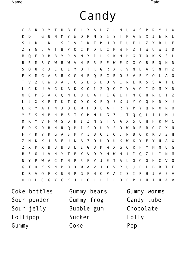 Candy Word Search WordMint