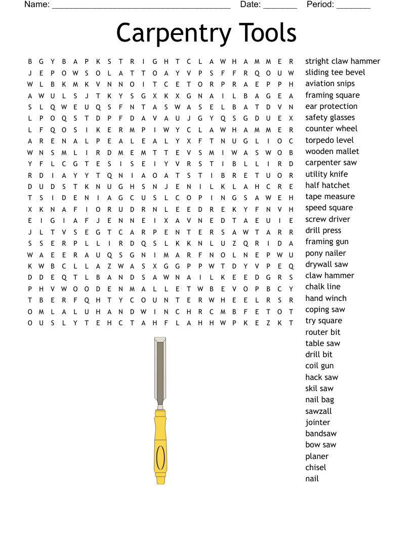 Carpentry Tools Word Search WordMint