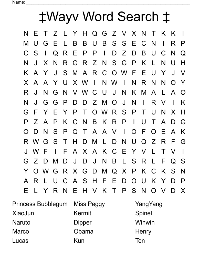 Cartoons Word Search WordMint