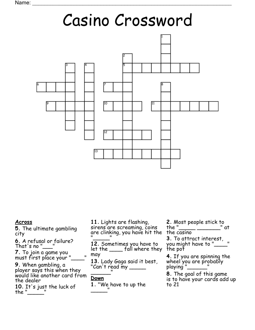 Casino Crossword WordMint