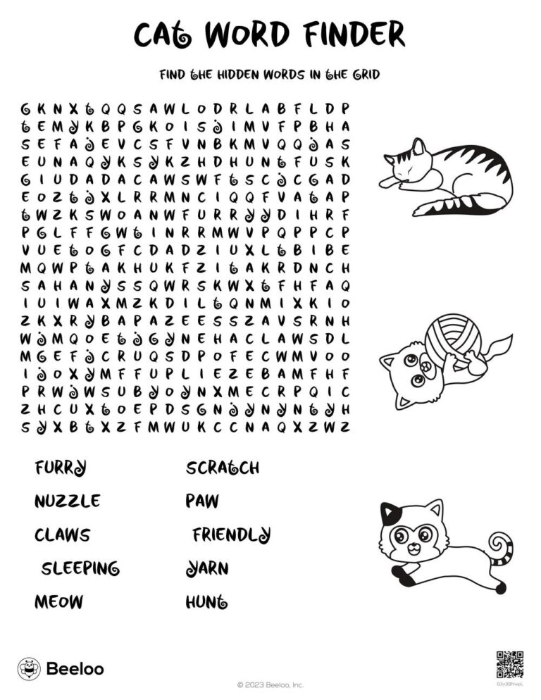 Cat themed Word Searches Beeloo Printable Crafts And Activities 